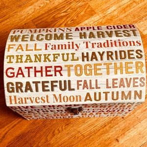 Decorative box - thick board. Harvest / Thanksgiving theme metal / cord accents